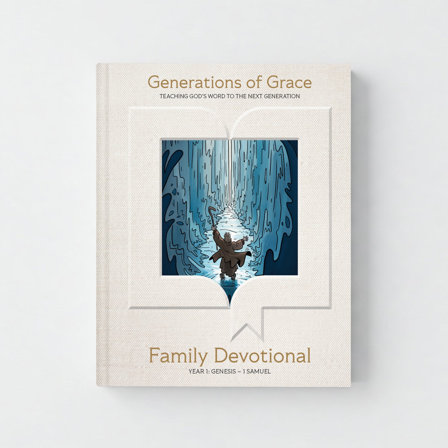 Book titled 'Generations of Grace Family Devotional Year 1' on a white background