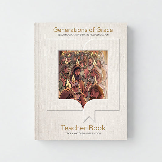 Book titled 'Generations of Grace Year 3' with a cover illustration on a light gray background